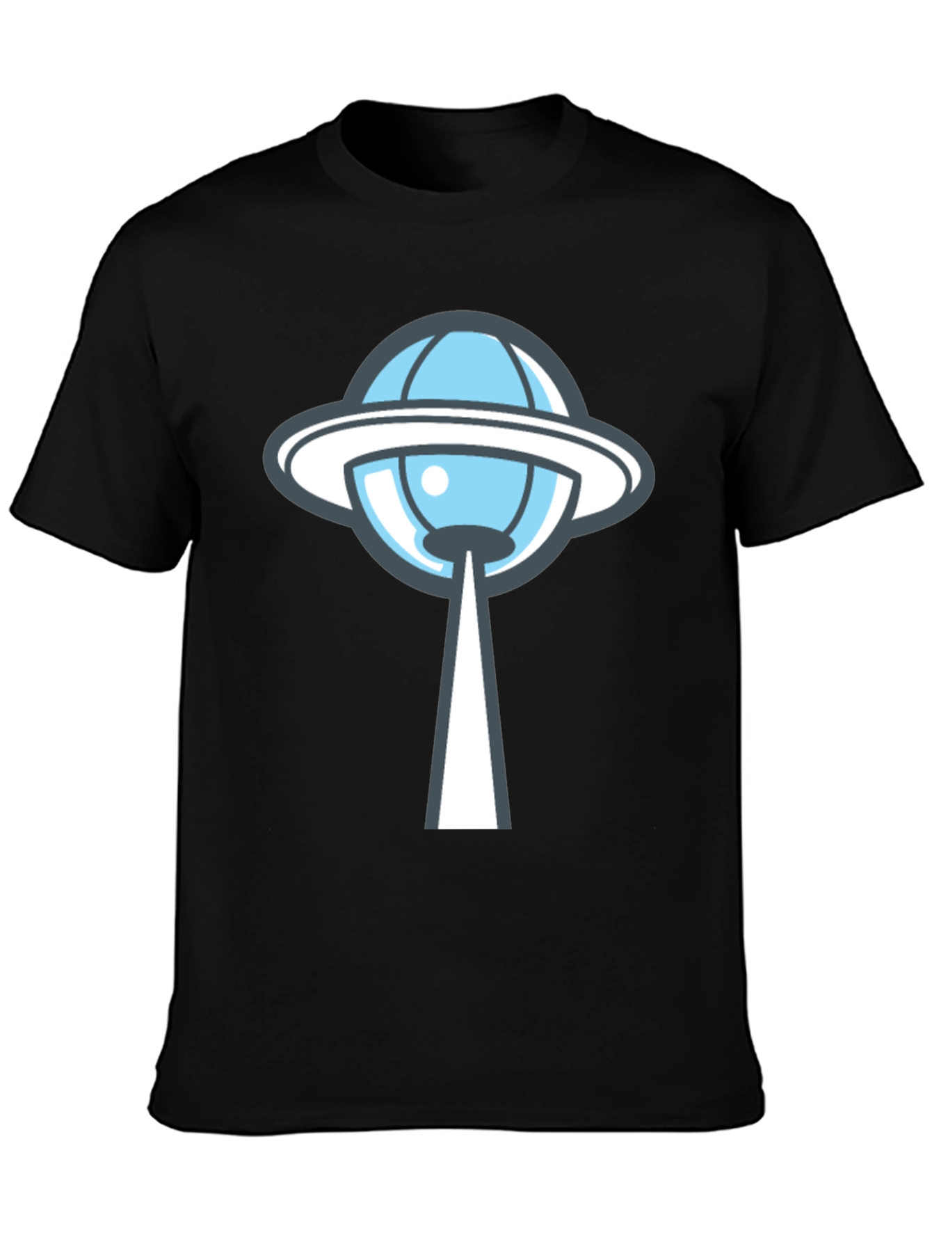 UFO Abduction Graphic Tee - Black Cotton T-Shirt