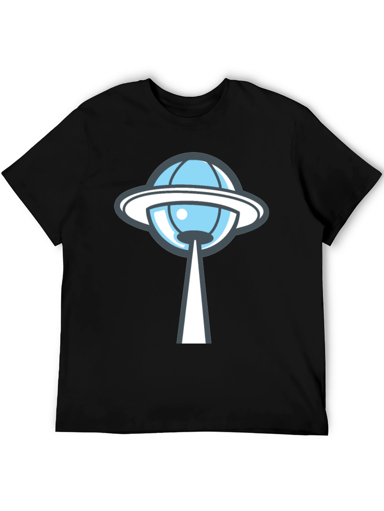 UFO Abduction Graphic Tee - Black Cotton T-Shirt
