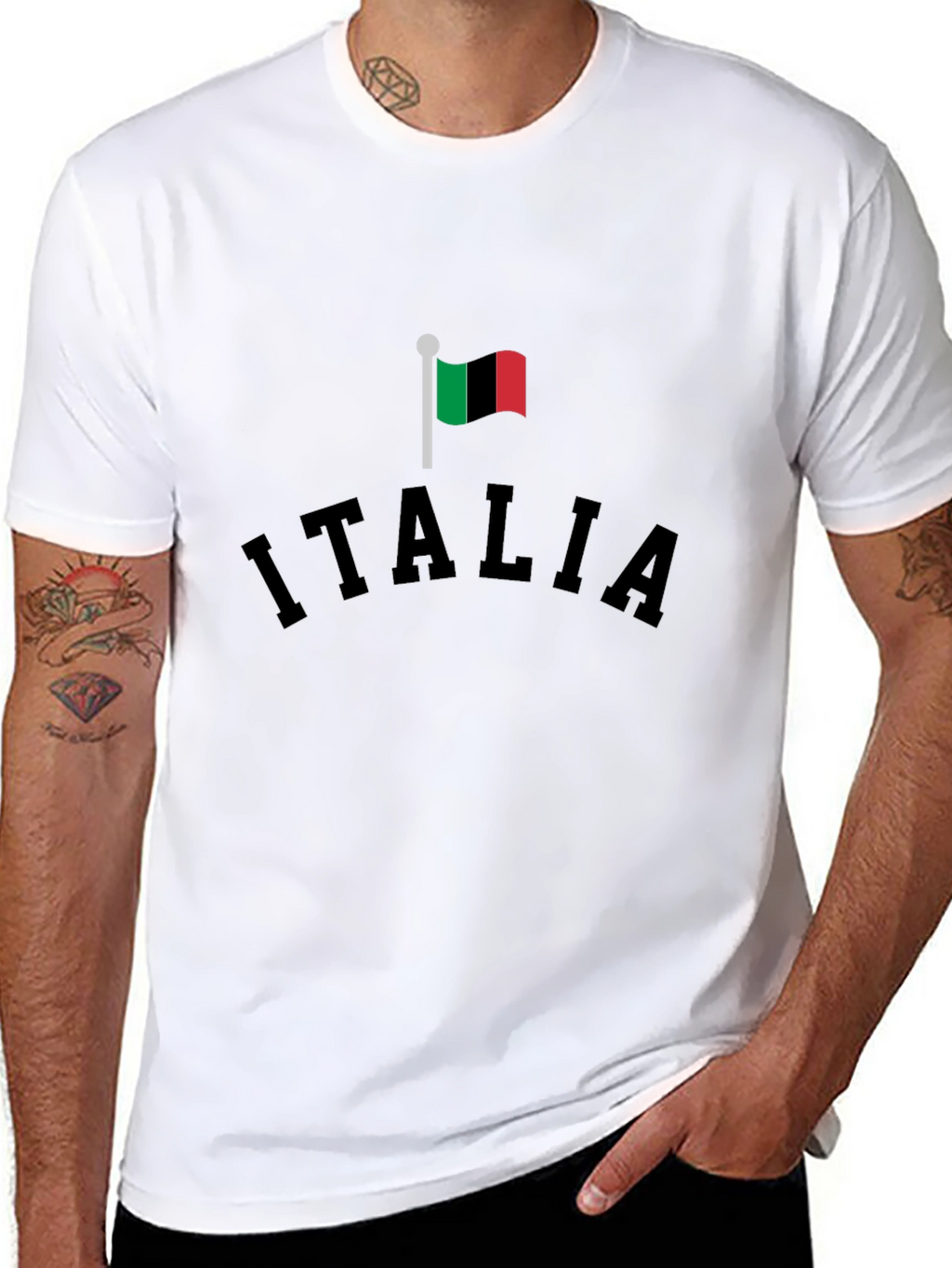 Italia Flag Graphic Black T-Shirt