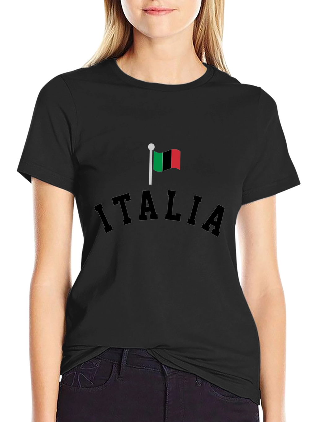 Italia Flag Graphic Black T-Shirt