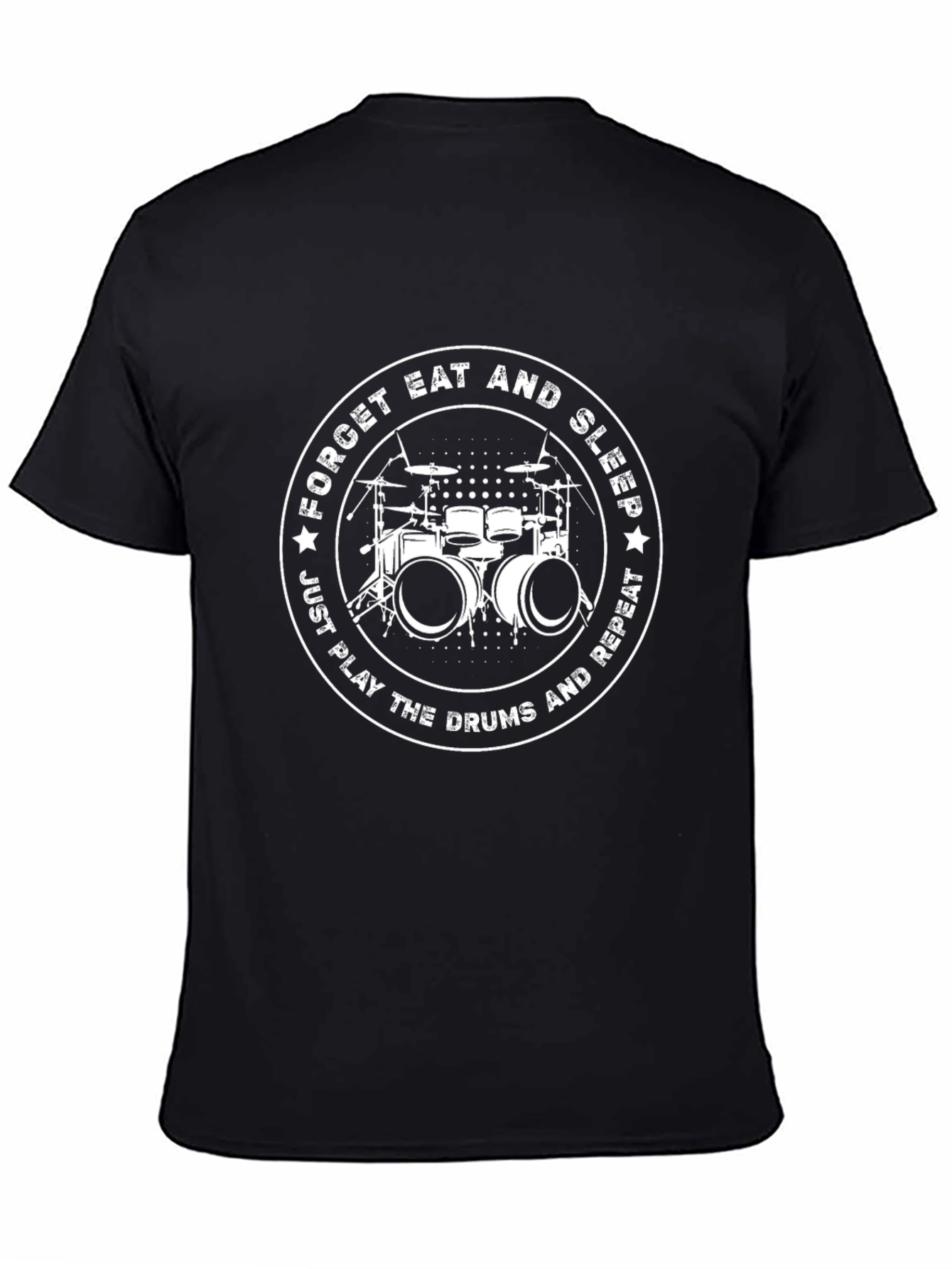 Drummer T-Shirt: Eat Sleep Play Repeat - Black Cotton Tee