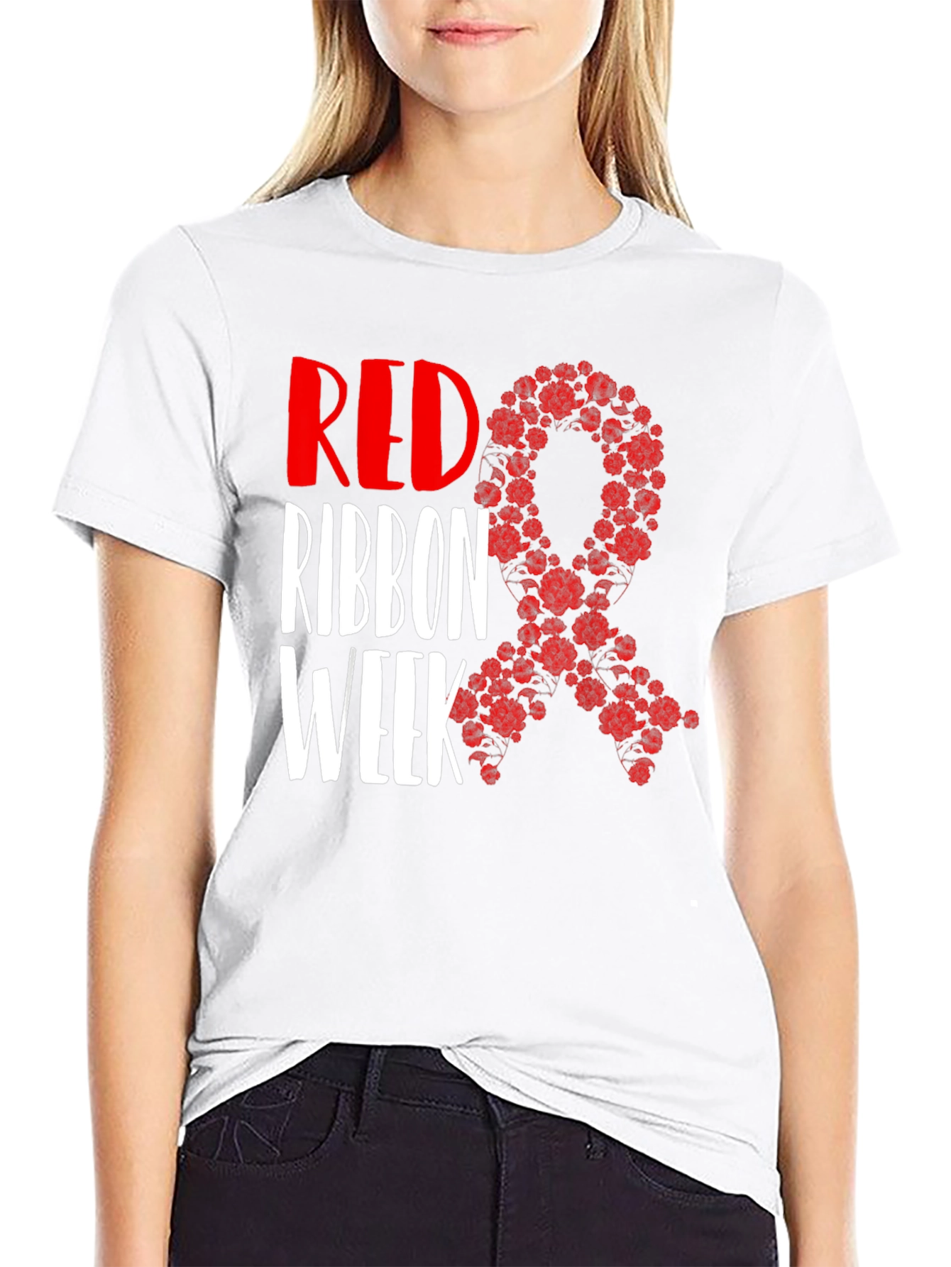 Red Ribbon Week T-Shirt Black