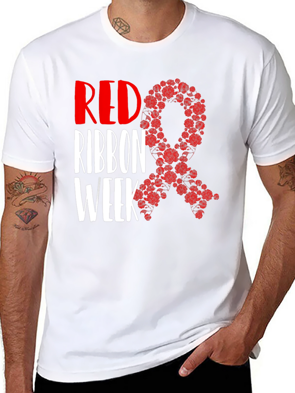 Red Ribbon Week T-Shirt Black