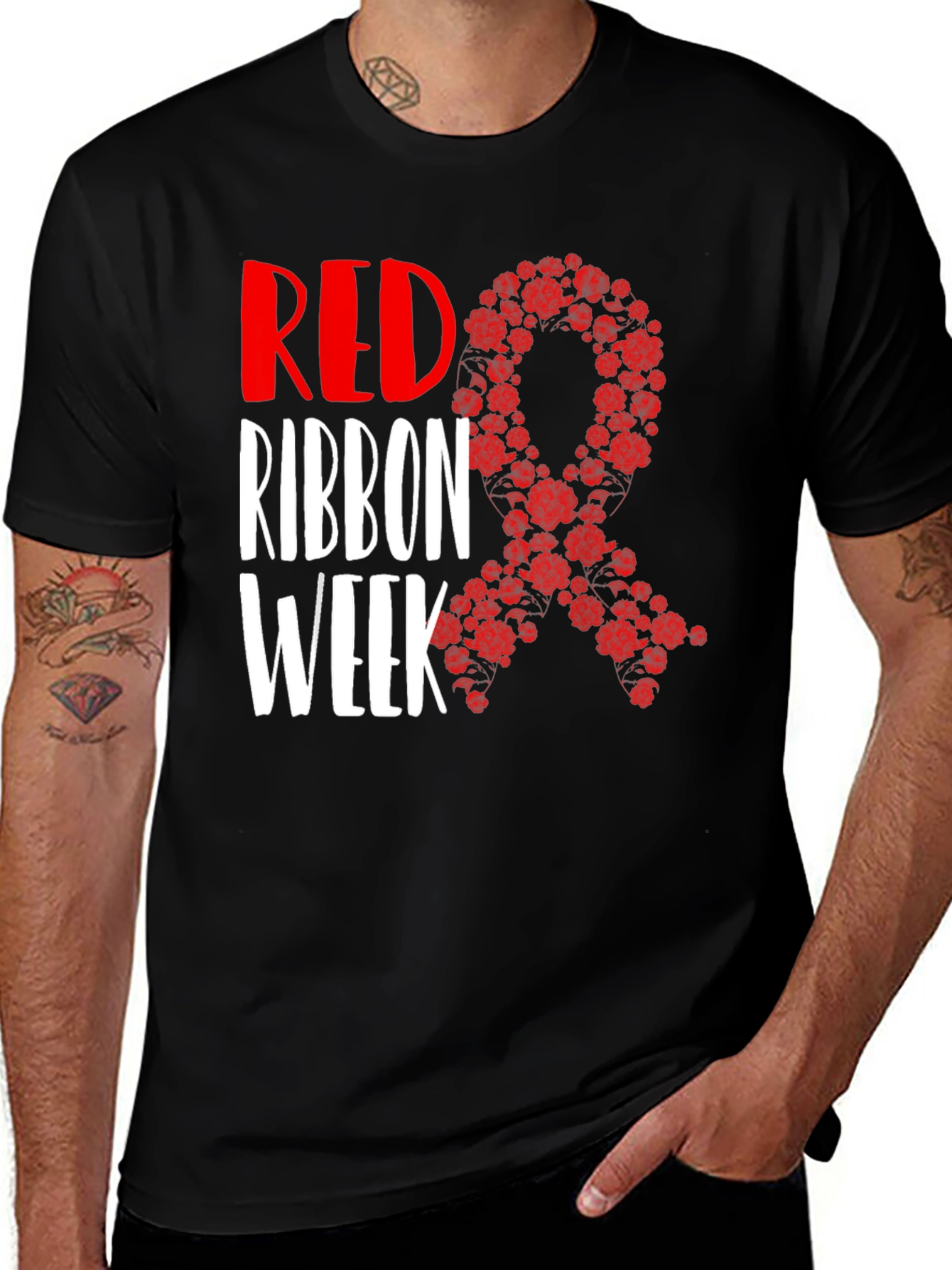 Red Ribbon Week T-Shirt Black