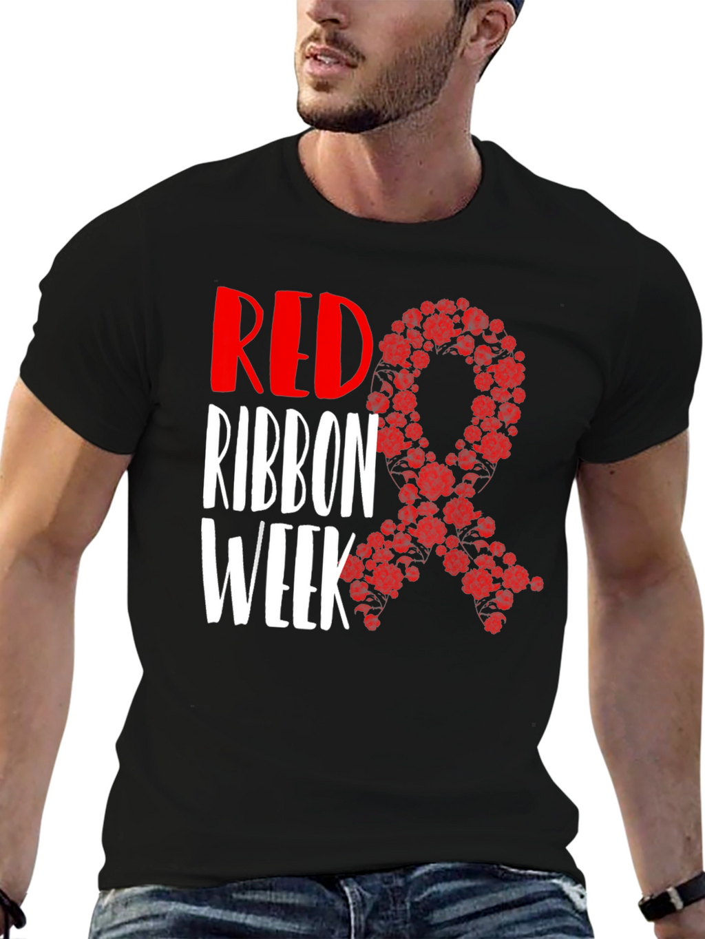 Red Ribbon Week T-Shirt Black