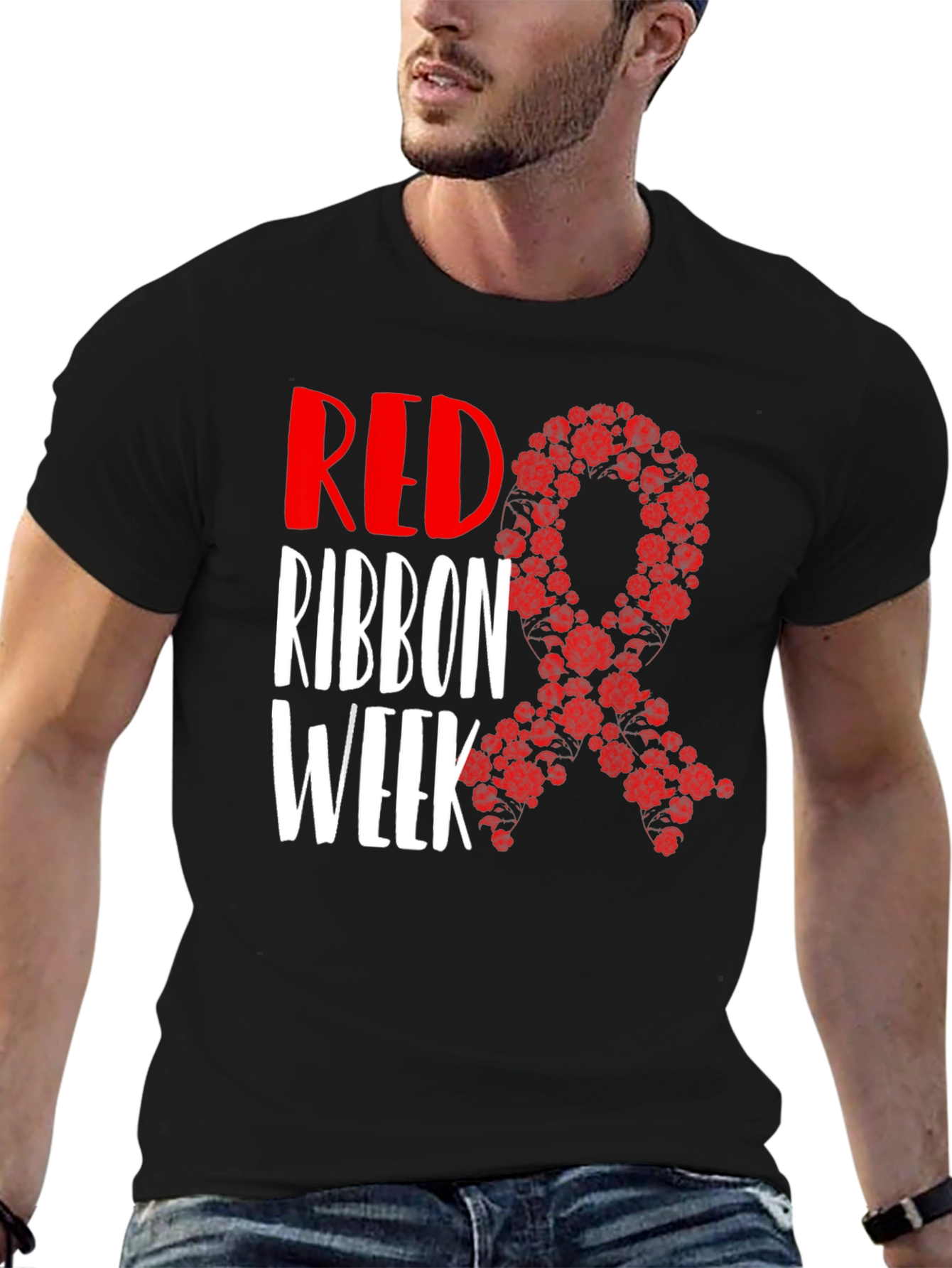 Red Ribbon Week T-Shirt Black
