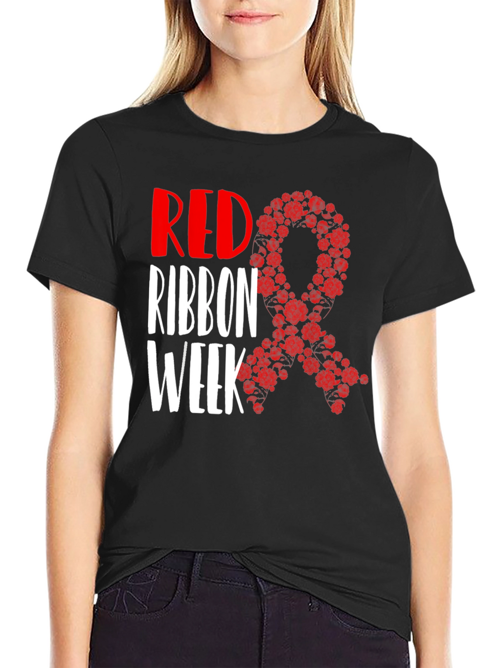 Red Ribbon Week T-Shirt Black