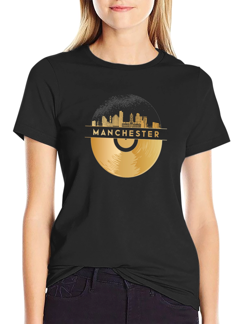 Manchester Skyline Vinyl Record Graphic Tee