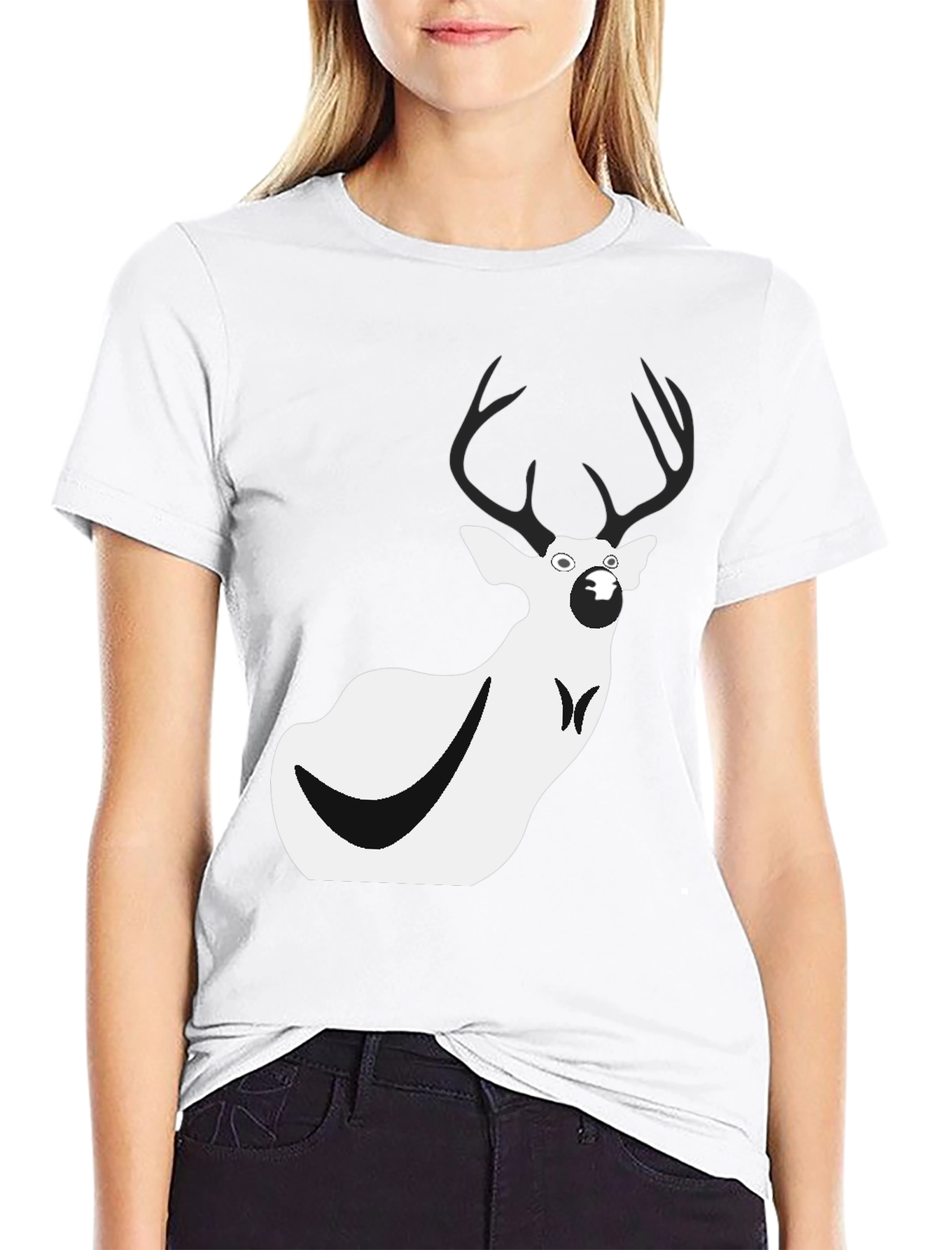 Funny Deer Graphic Tee - Mens Black T-Shirt