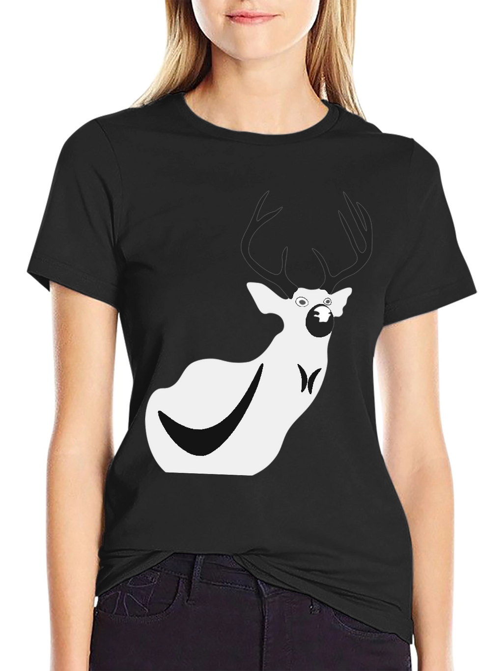 Funny Deer Graphic Tee - Mens Black T-Shirt