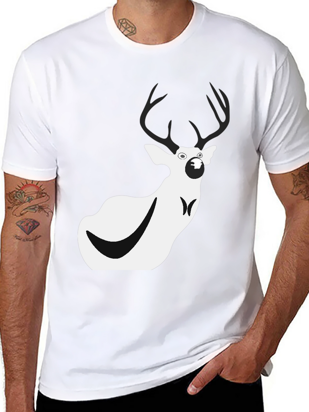Funny Deer Graphic Tee - Mens Black T-Shirt