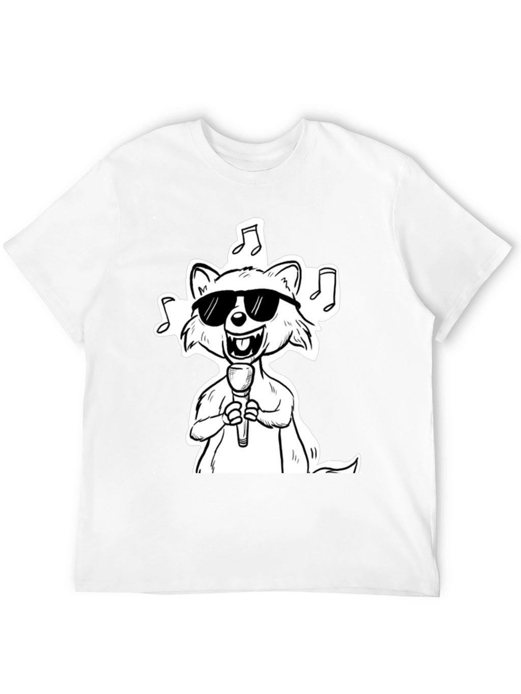 Cool Cartoon Raccoon Singer Graphic T-Shirt