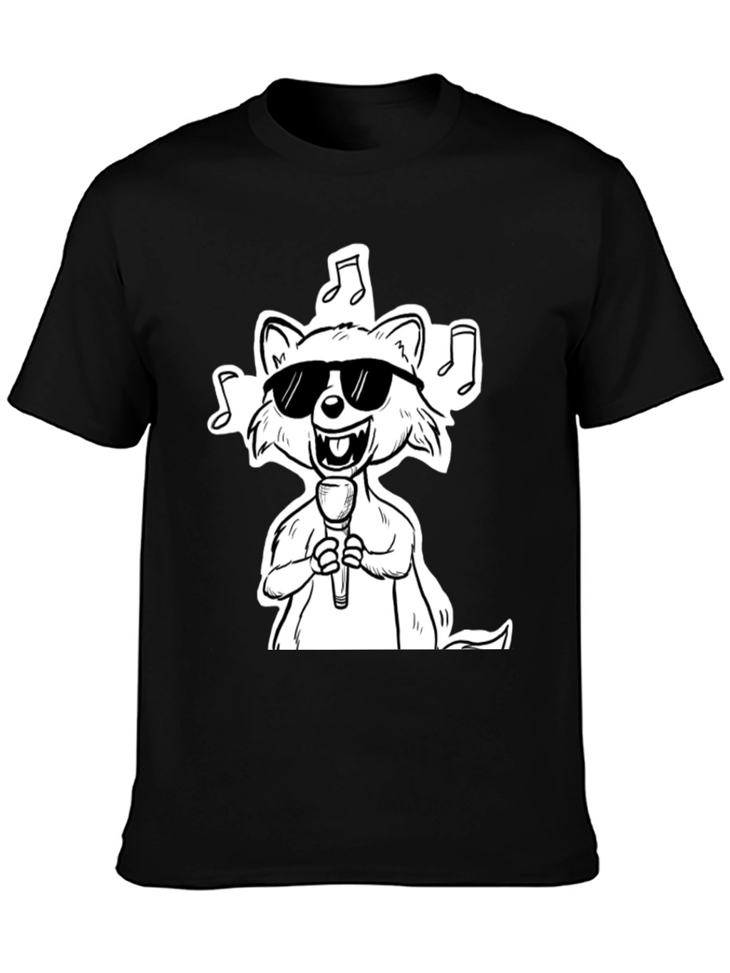 Cool Cartoon Raccoon Singer Graphic T-Shirt
