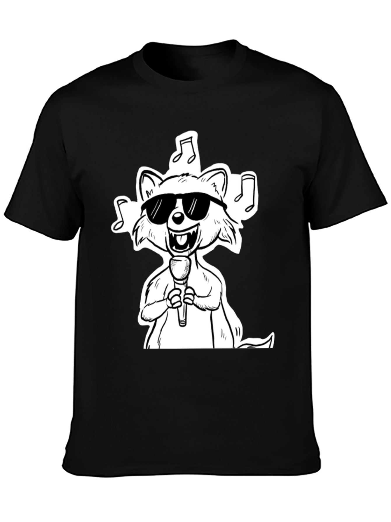 Cool Cartoon Raccoon Singer Graphic T-Shirt