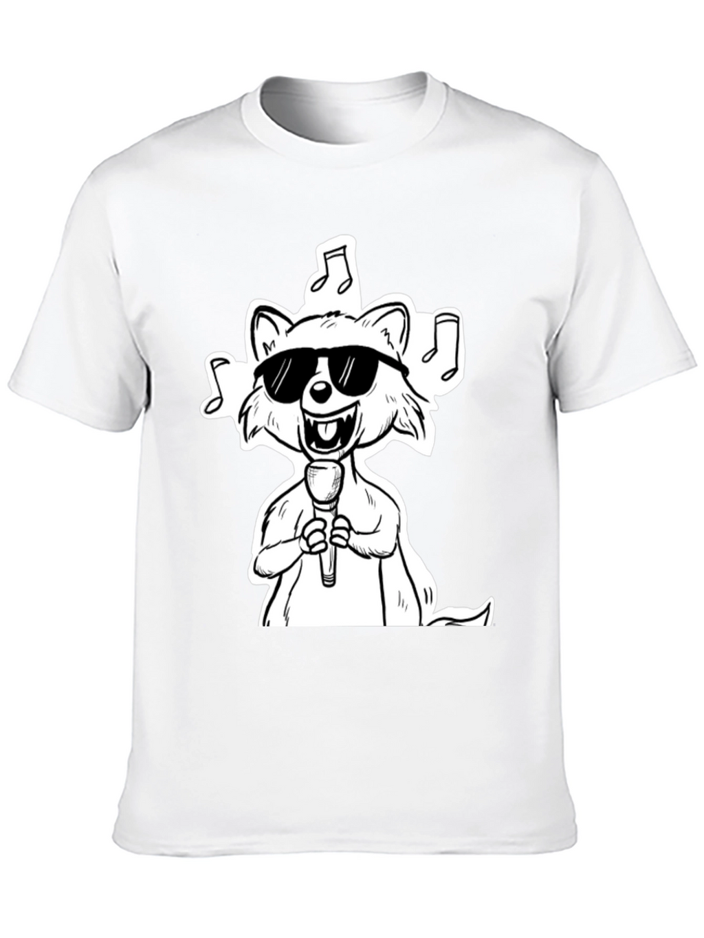 Cool Cartoon Raccoon Singer Graphic T-Shirt