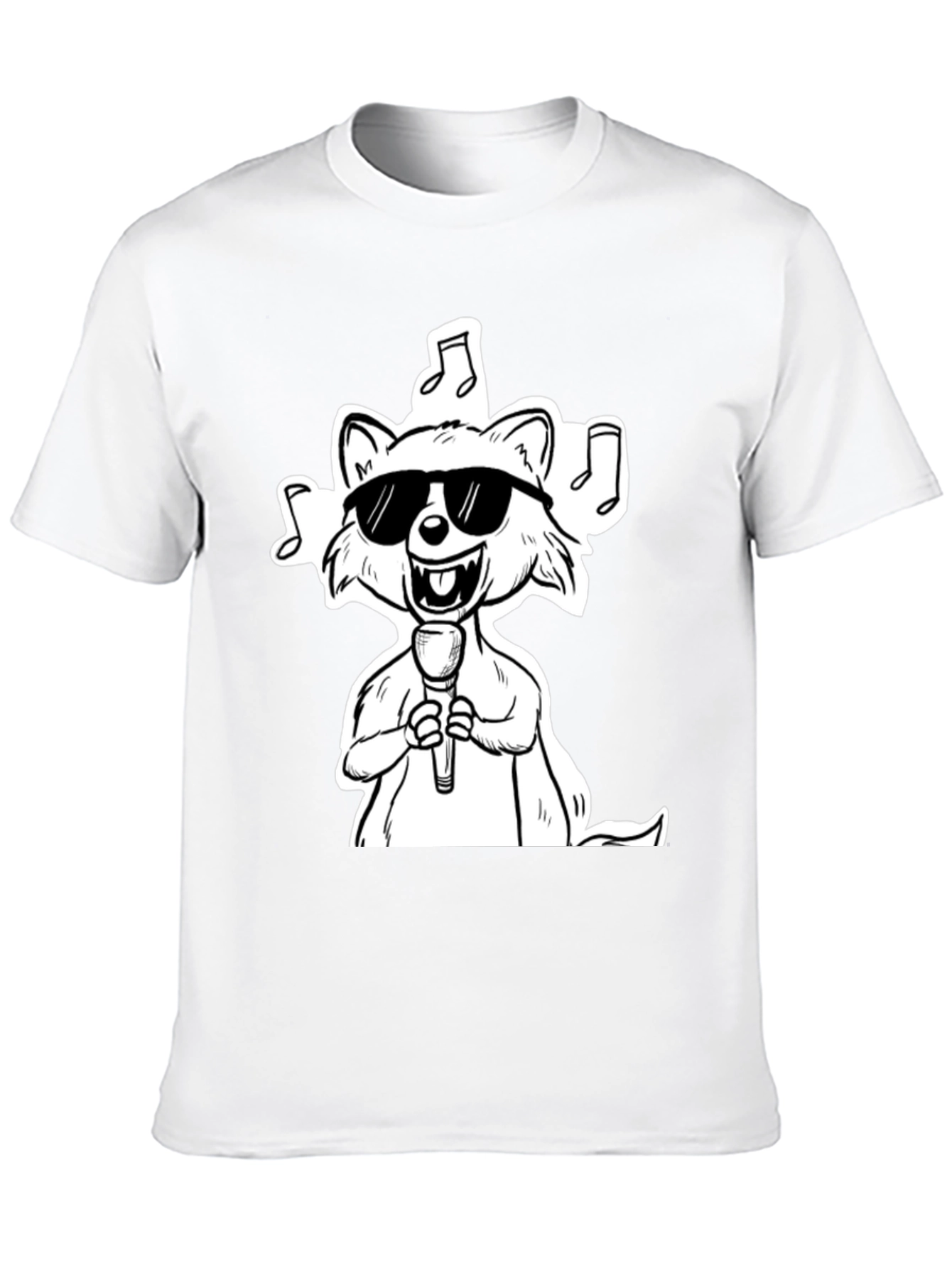 Cool Cartoon Raccoon Singer Graphic T-Shirt