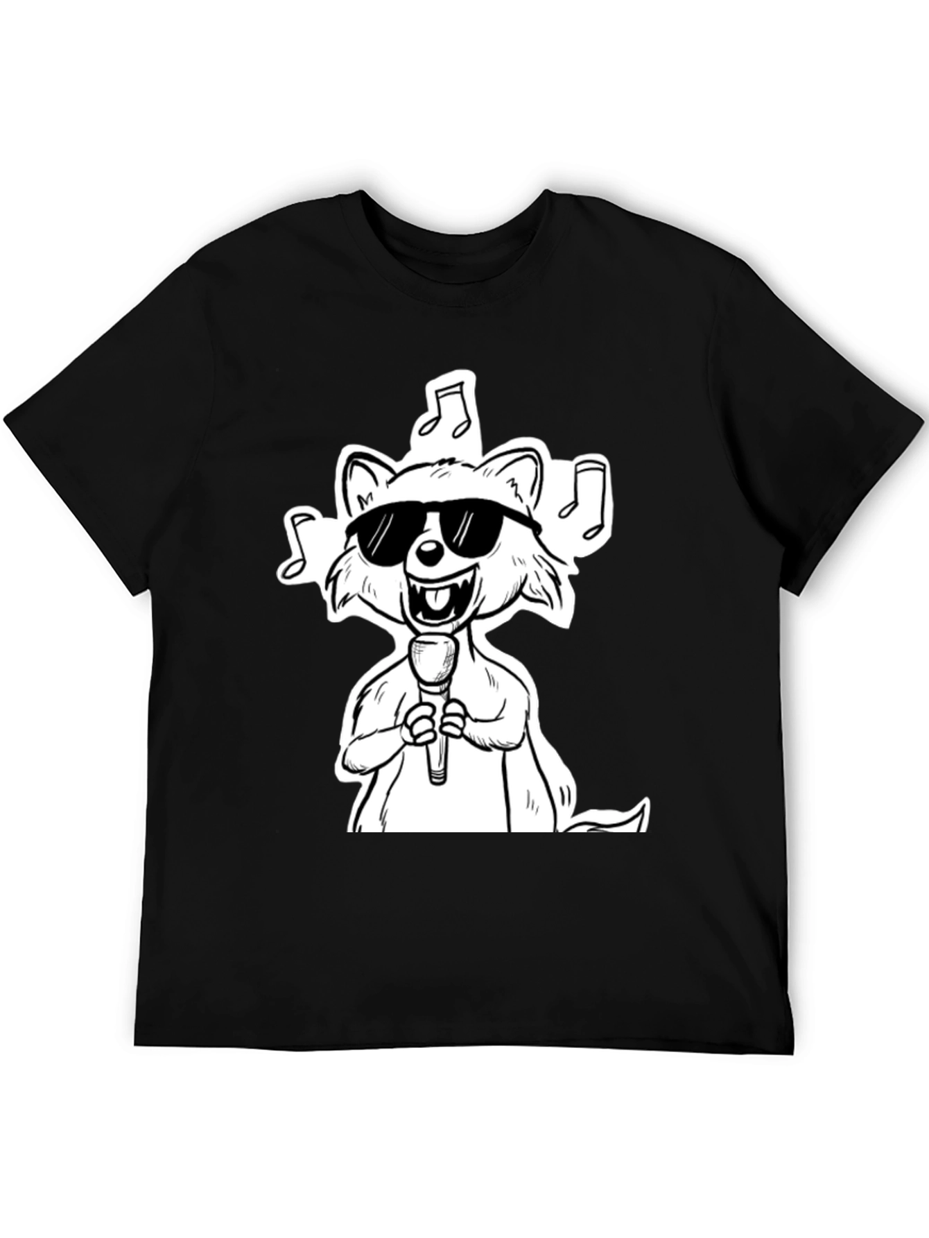 Cool Cartoon Raccoon Singer Graphic T-Shirt
