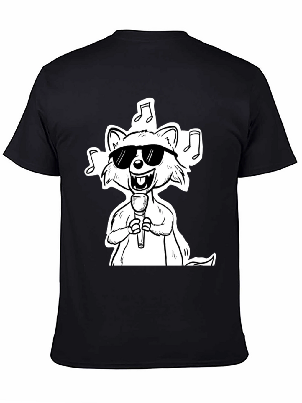 Cool Cartoon Raccoon Singer Graphic T-Shirt