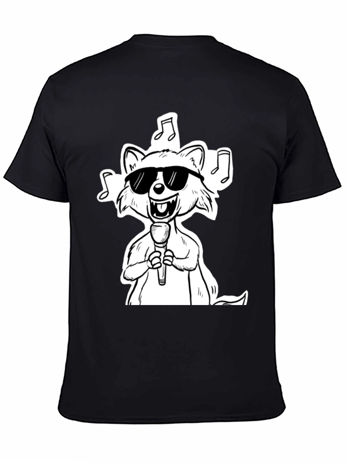 Cool Cartoon Raccoon Singer Graphic T-Shirt