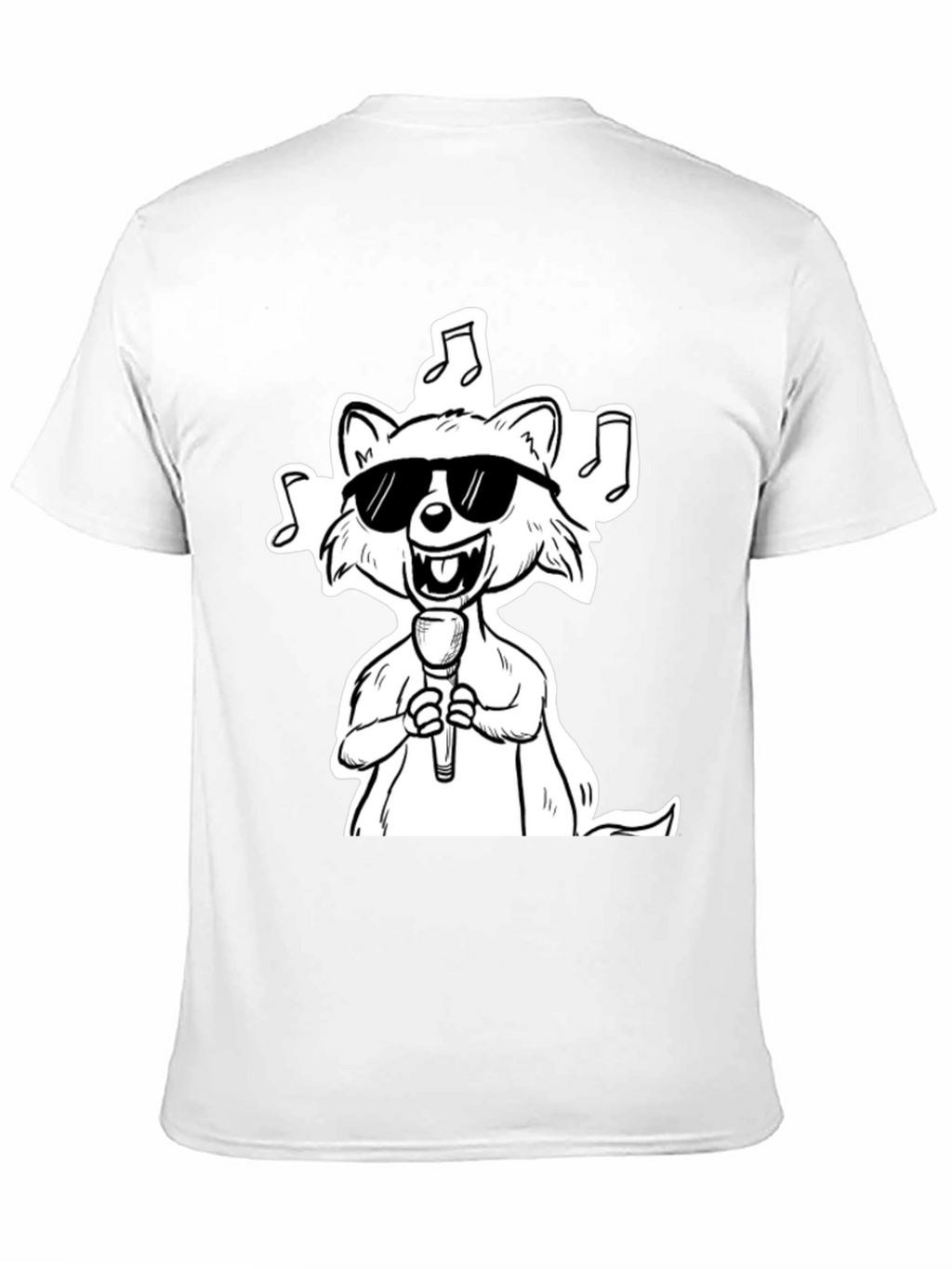 Cool Cartoon Raccoon Singer Graphic T-Shirt