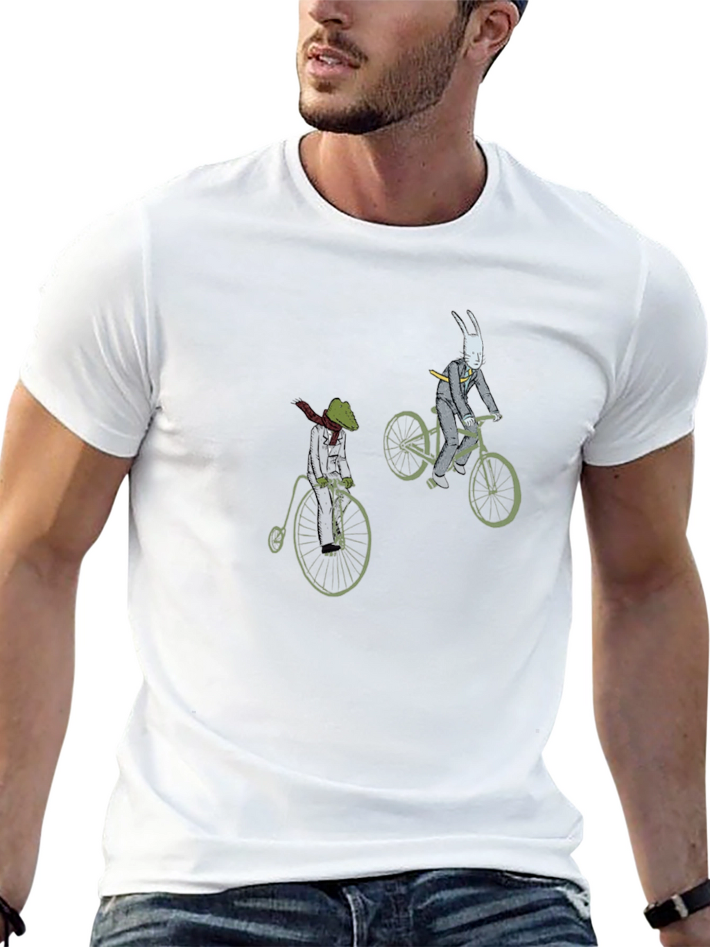 Mens Black T-Shirt with Cartoon Characters
