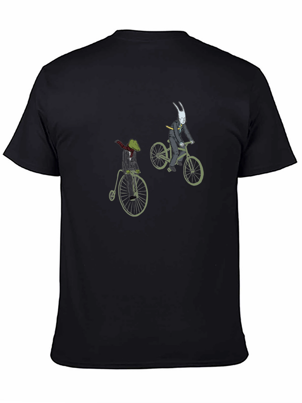 Mens Black T-Shirt with Cartoon Characters