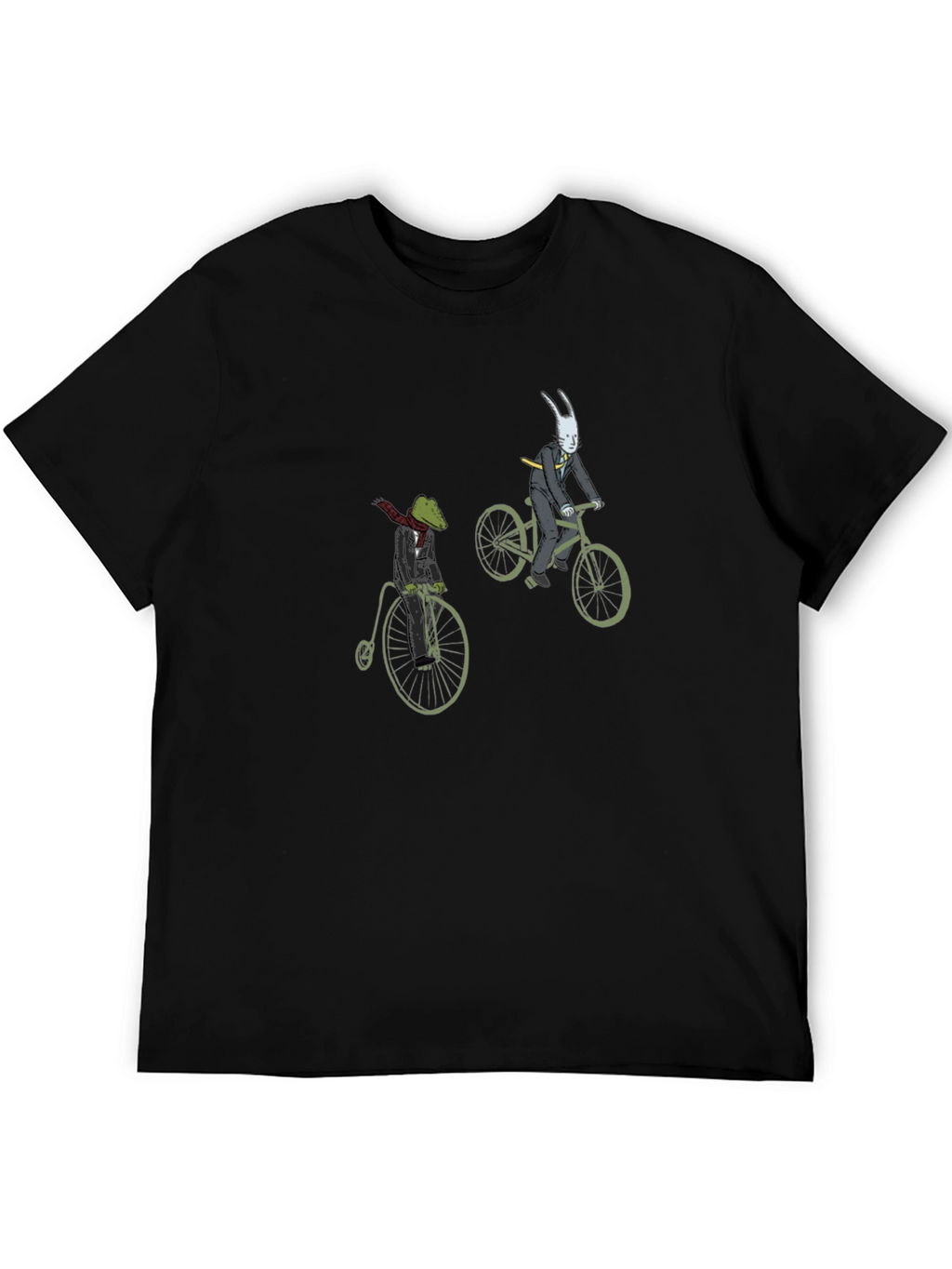 Mens Black T-Shirt with Cartoon Characters