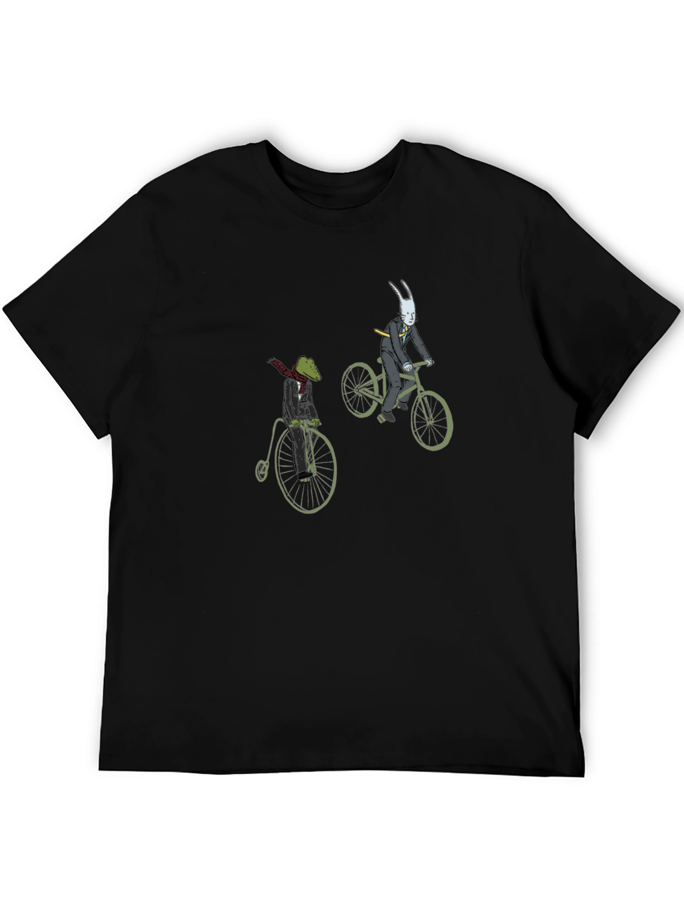 Mens Black T-Shirt with Cartoon Characters