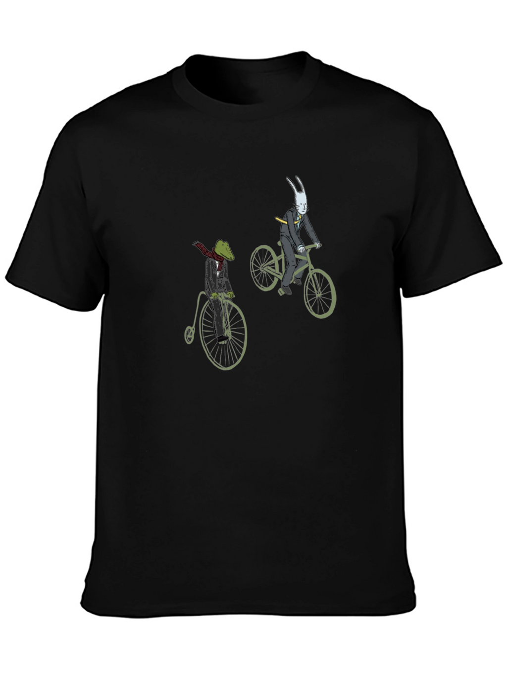 Mens Black T-Shirt with Cartoon Characters