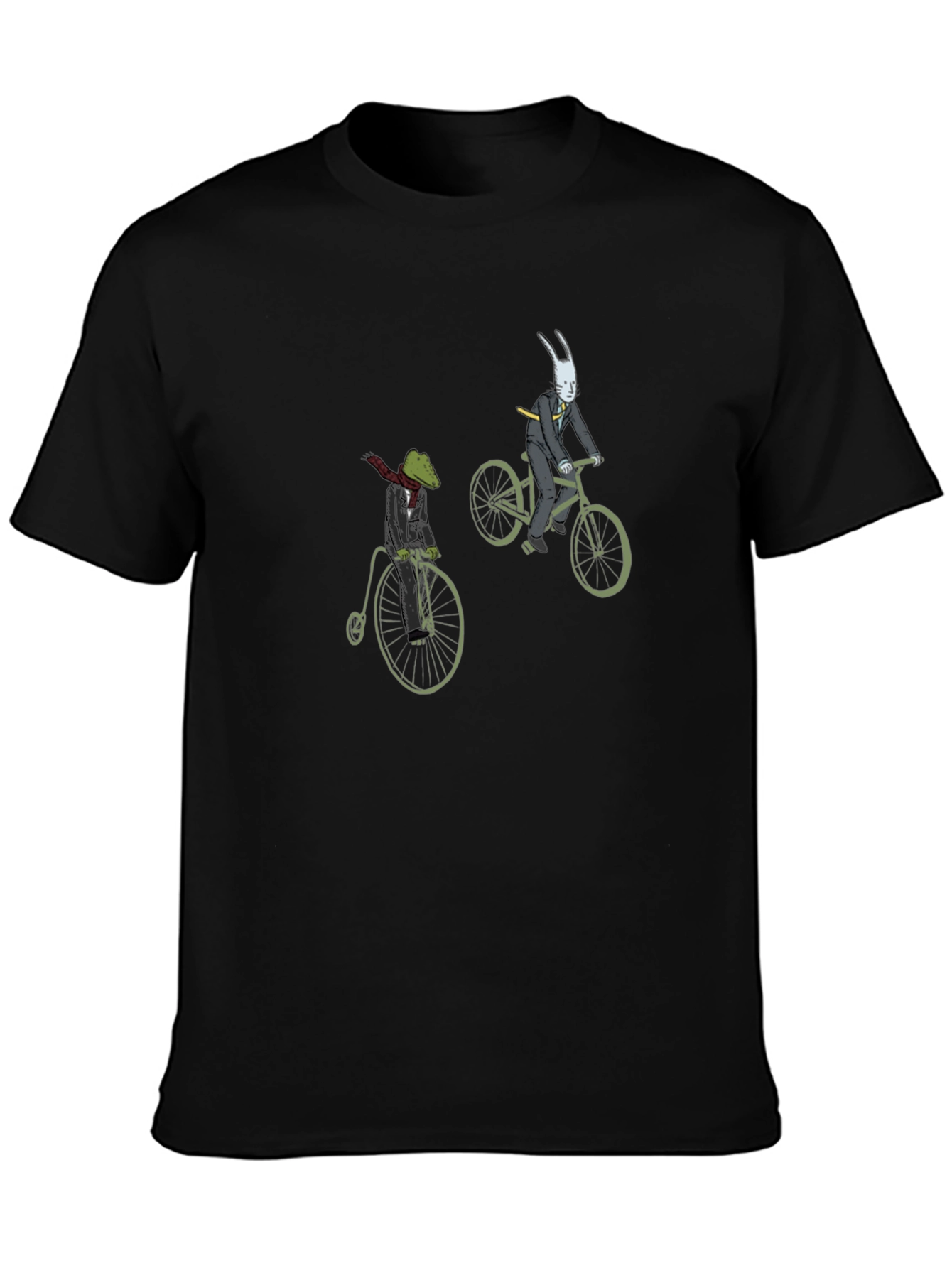 Mens Black T-Shirt with Cartoon Characters