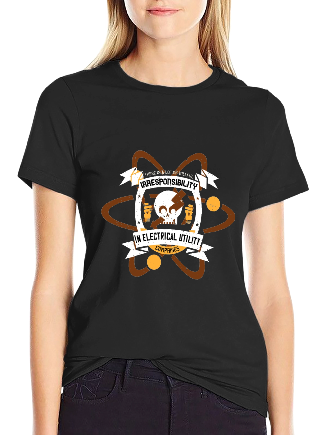 Irresponsibility in Electrical Utility Companies Black Tee