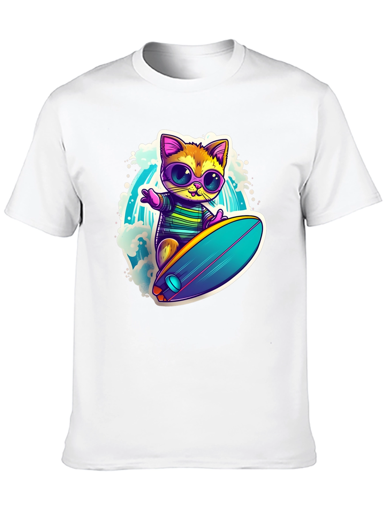 Cool Cat Surfing Graphic Tee