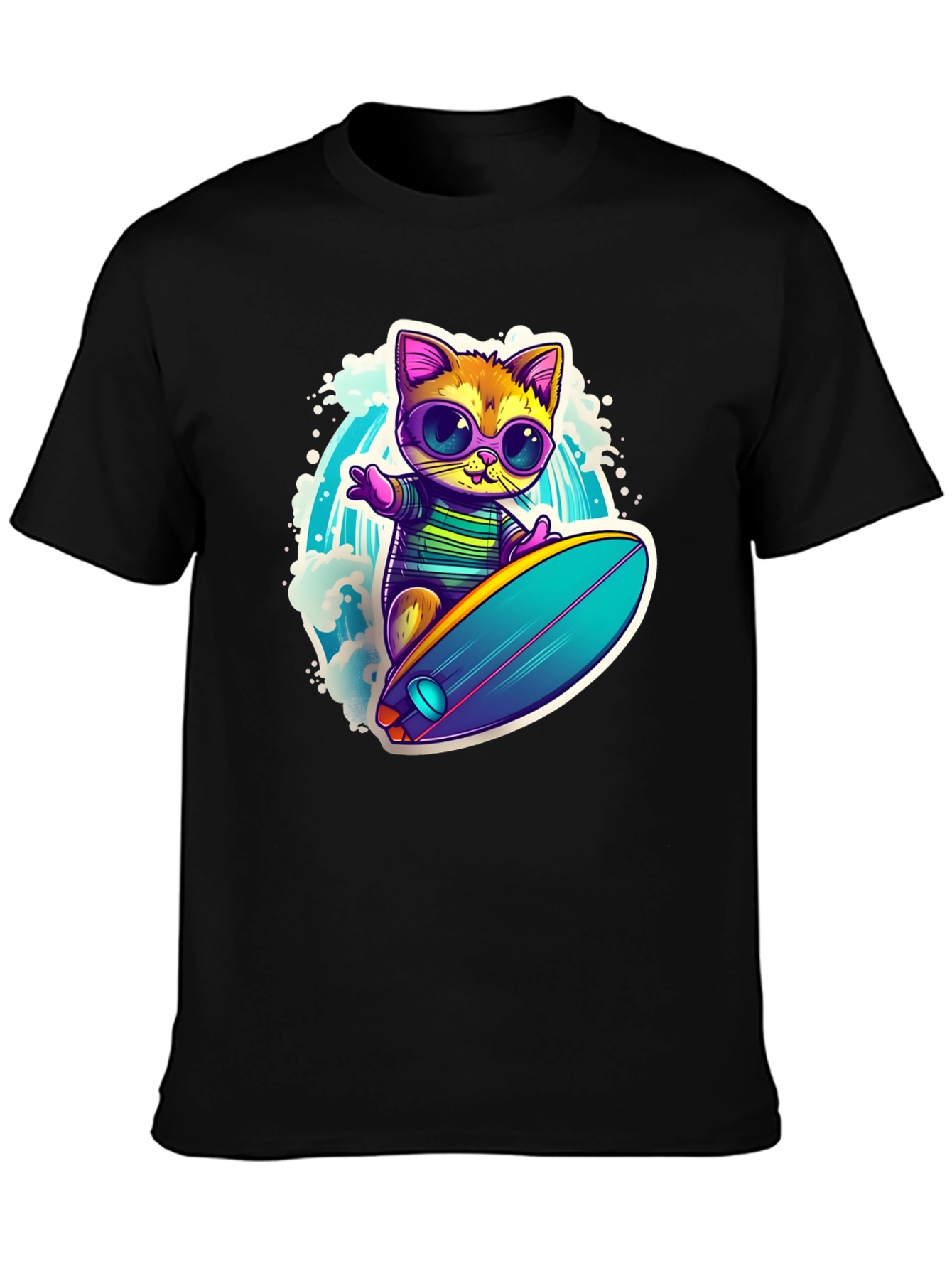 Cool Cat Surfing Graphic Tee
