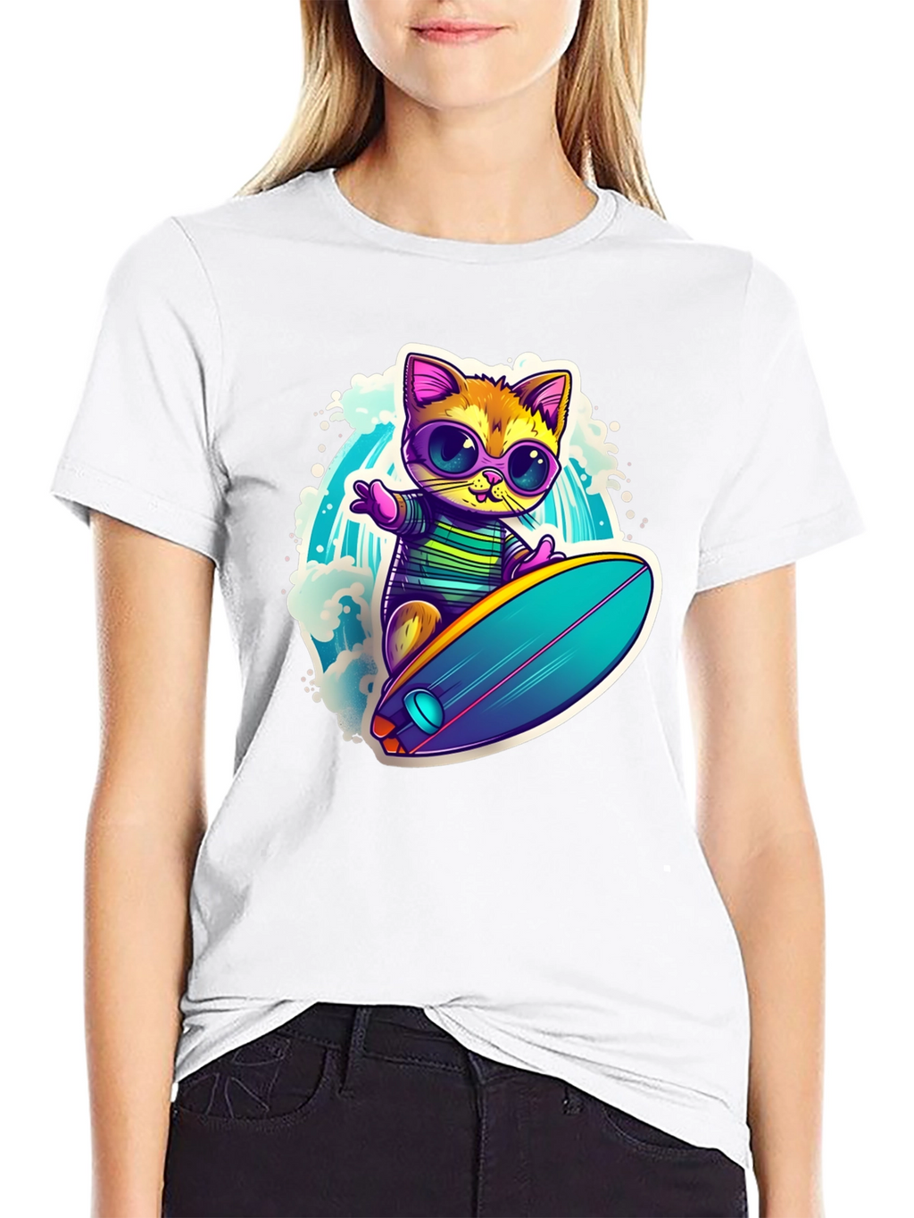 Cool Cat Surfing Graphic Tee