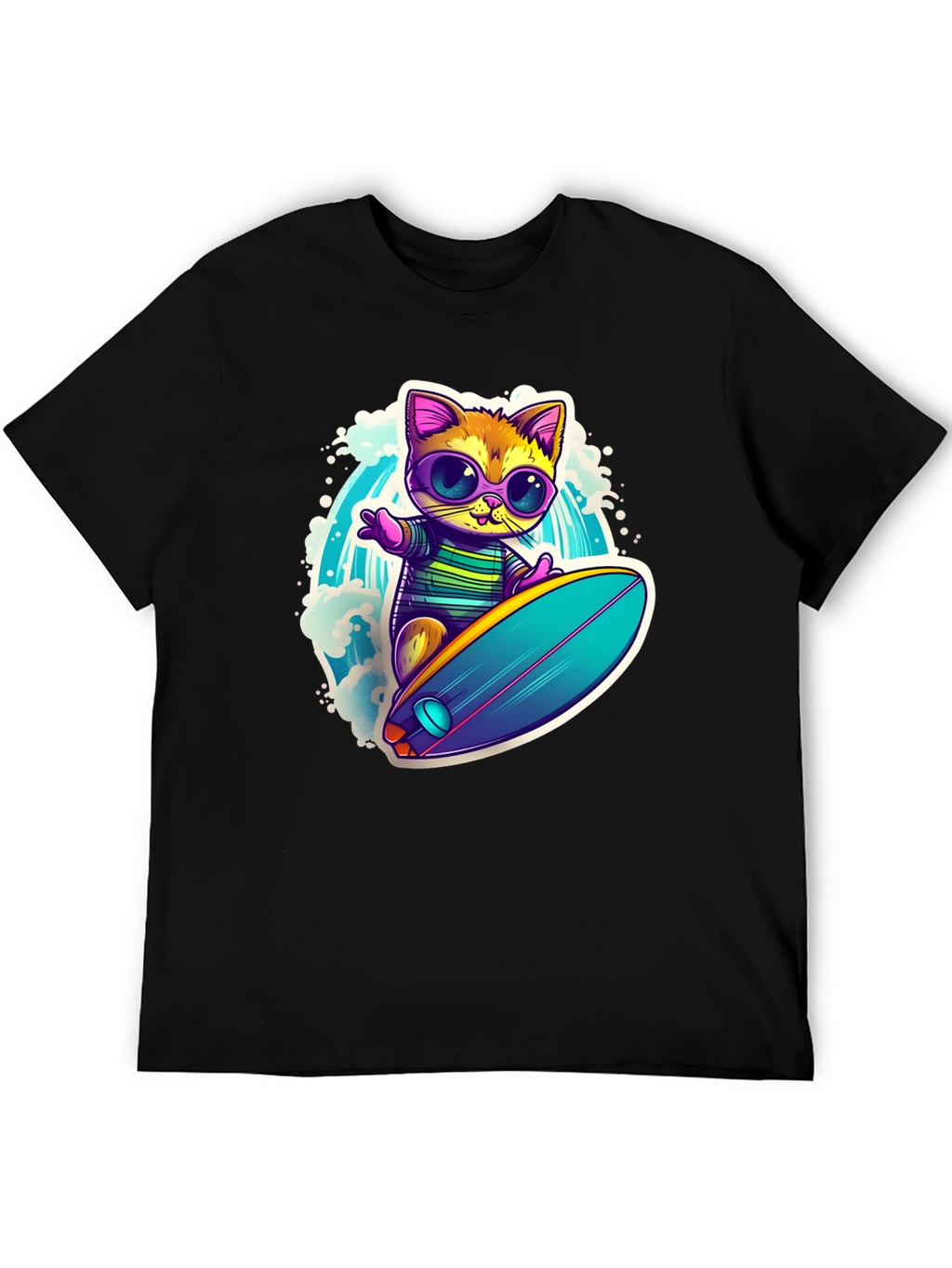 Cool Cat Surfing Graphic Tee
