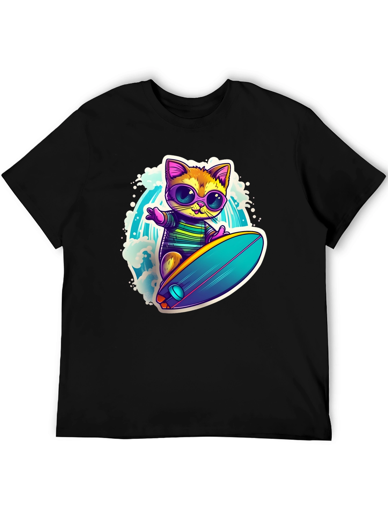 Cool Cat Surfing Graphic Tee
