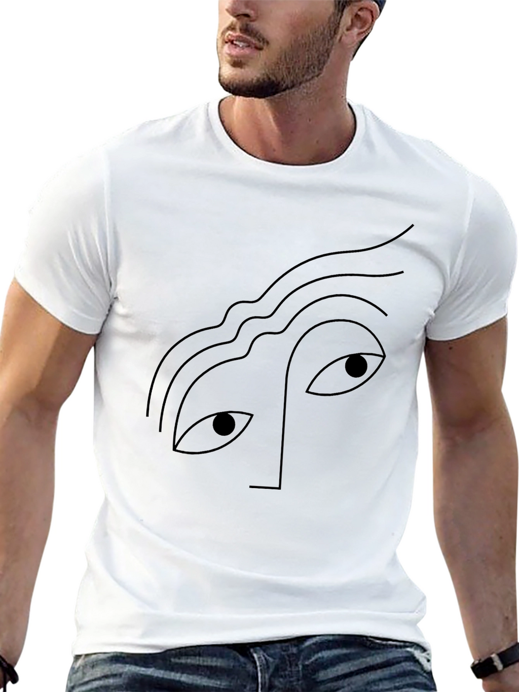 Minimalist Face Graphic Black T-Shirt