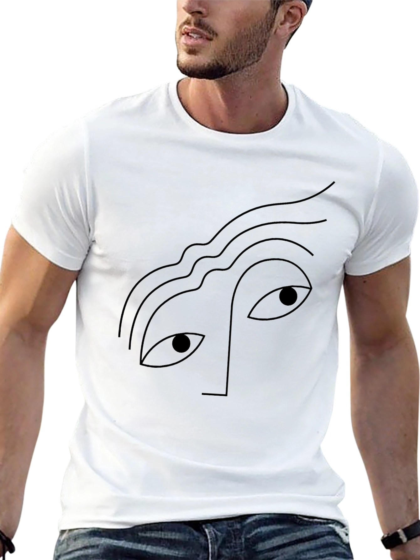 Minimalist Face Graphic Black T-Shirt