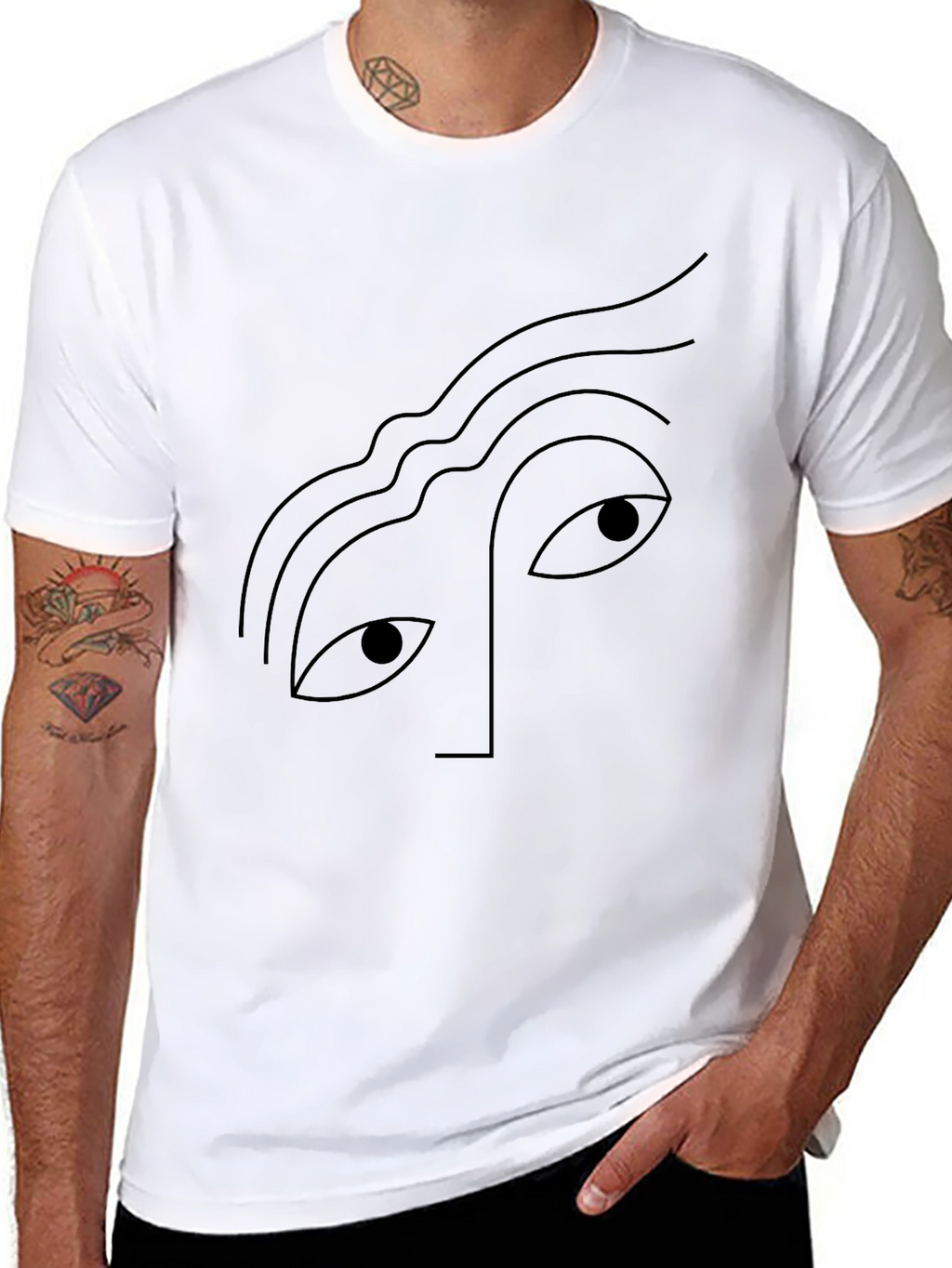 Minimalist Face Graphic Black T-Shirt