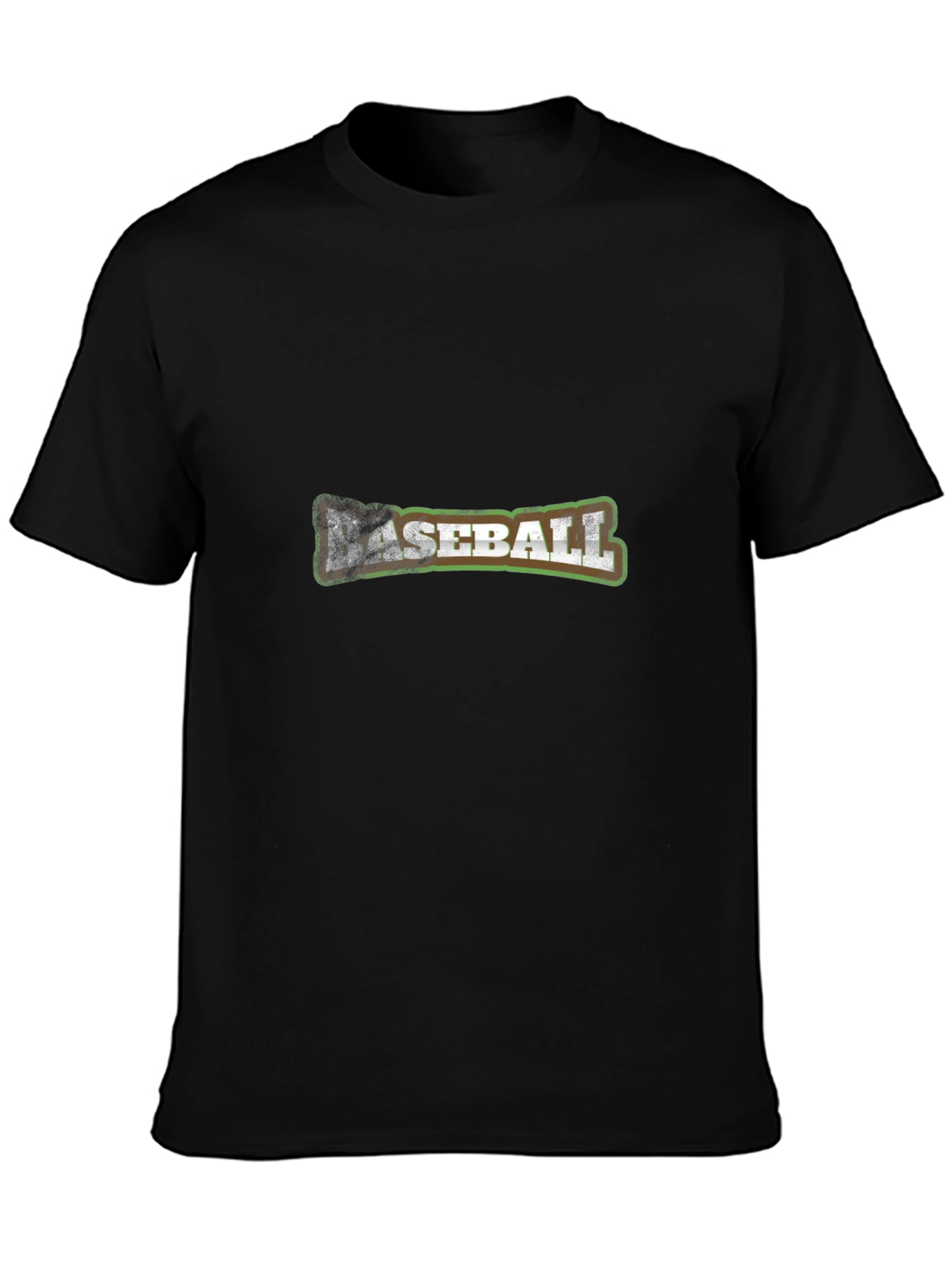 Distressed Baseball Graphic Black T-Shirt