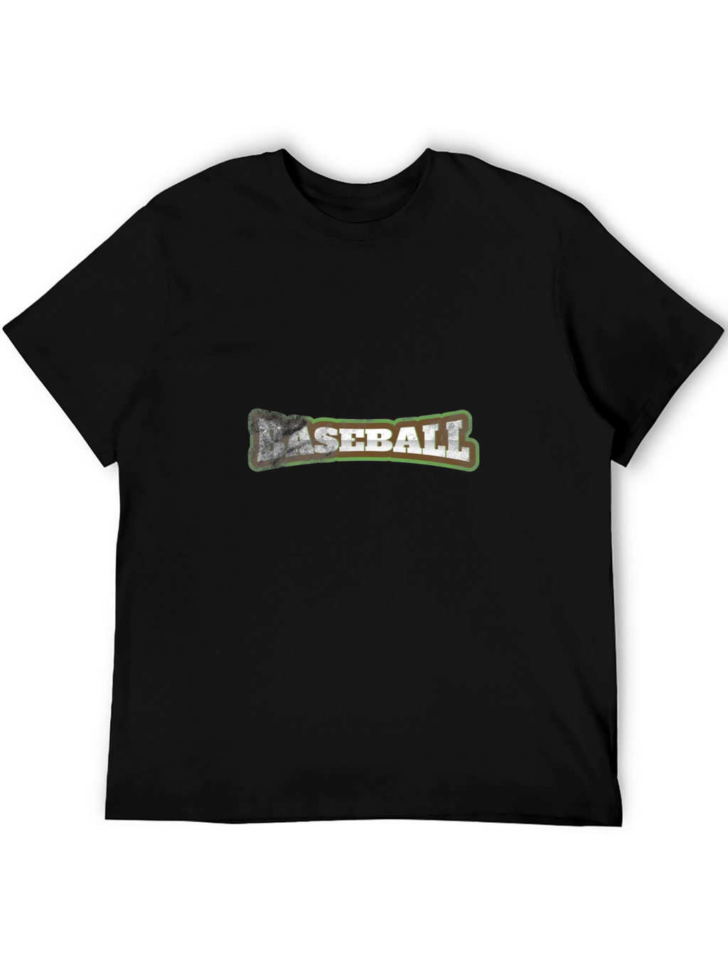 Distressed Baseball Graphic Black T-Shirt