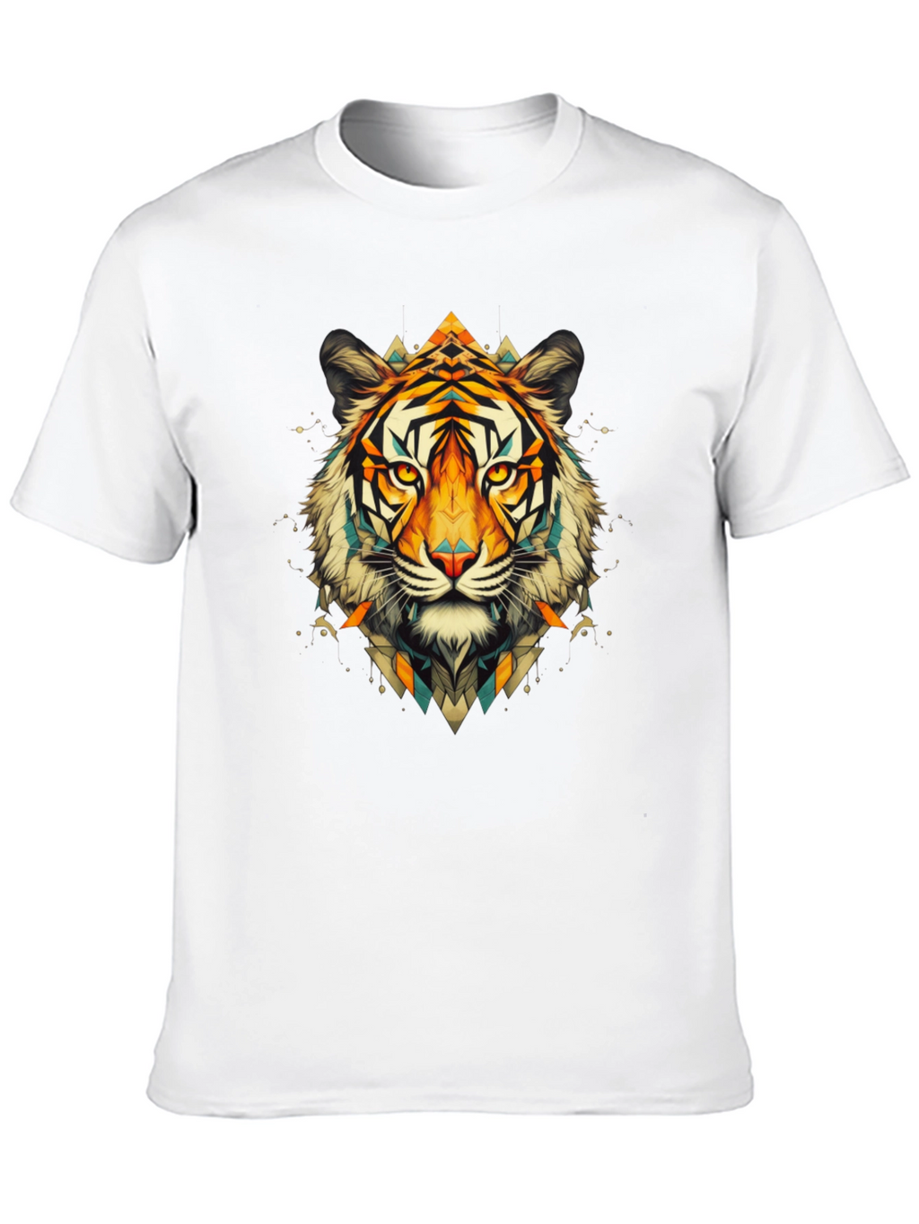 Geometric Tiger Graphic Black T-Shirt