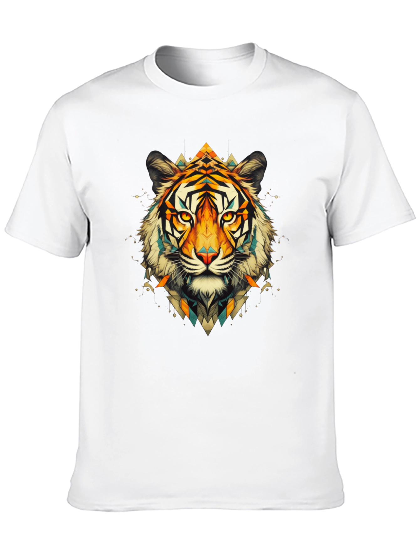 Geometric Tiger Graphic Black T-Shirt