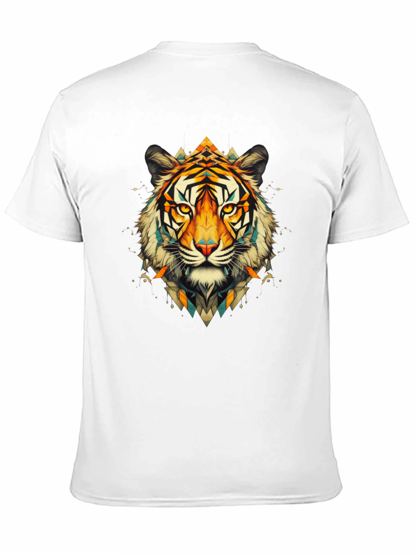 Geometric Tiger Graphic Black T-Shirt
