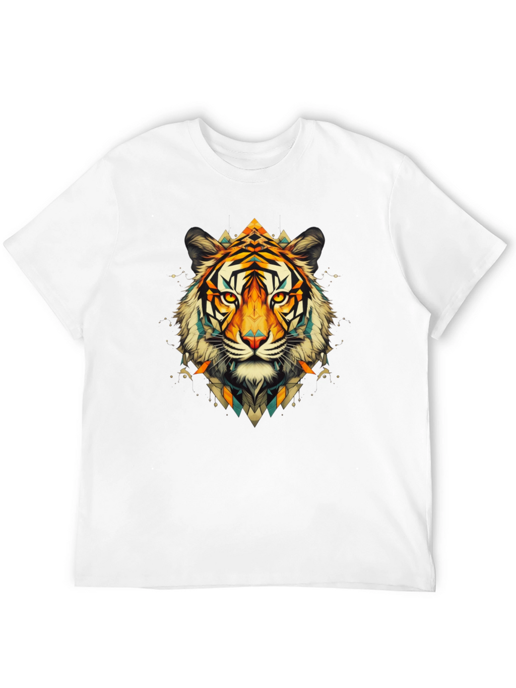Geometric Tiger Graphic Black T-Shirt