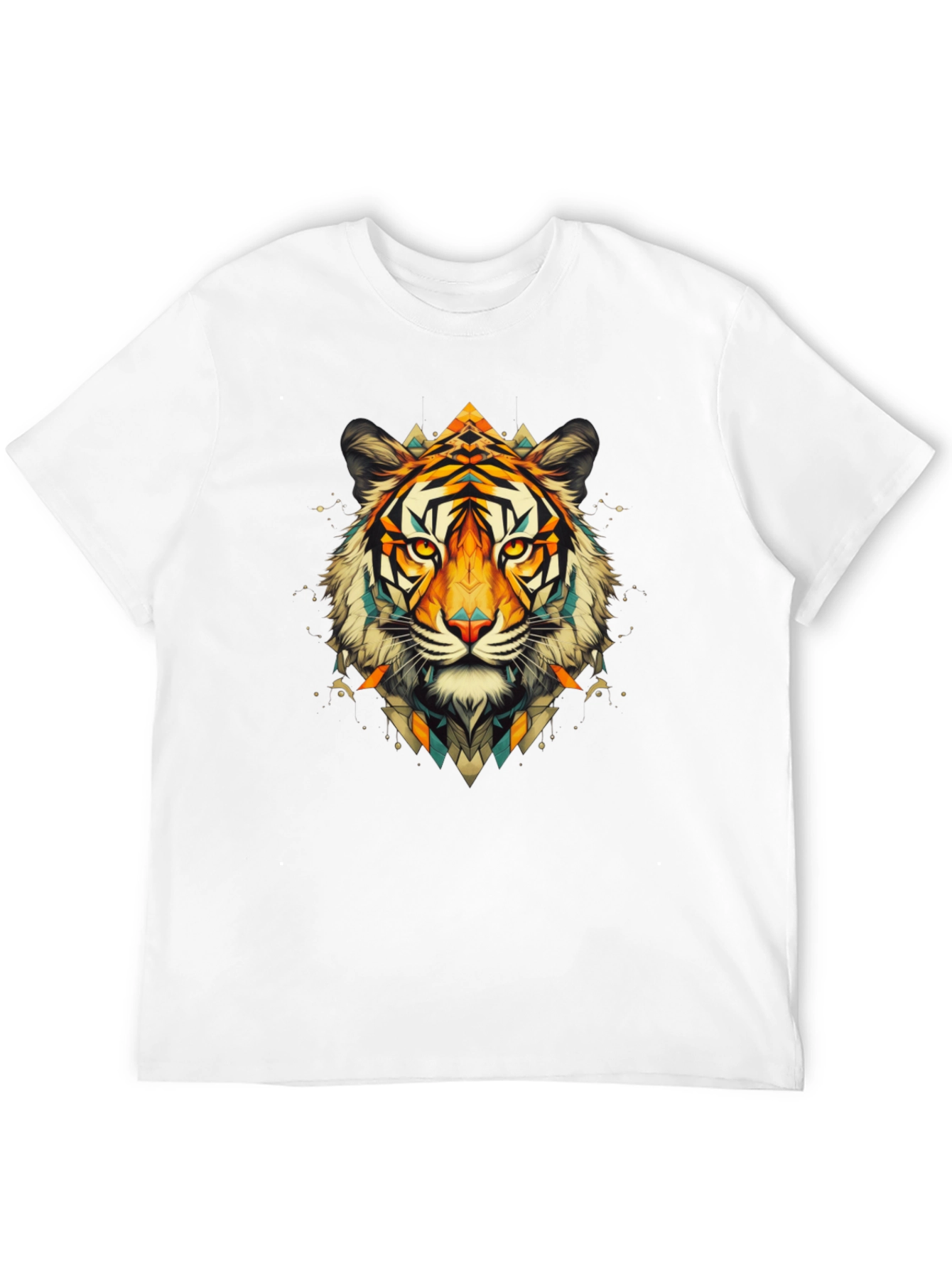 Geometric Tiger Graphic Black T-Shirt