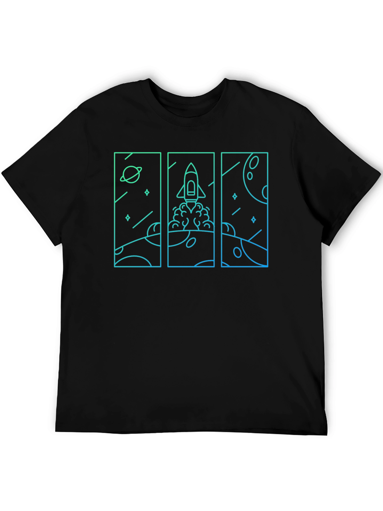Space Rocket Launch T-Shirt - Black