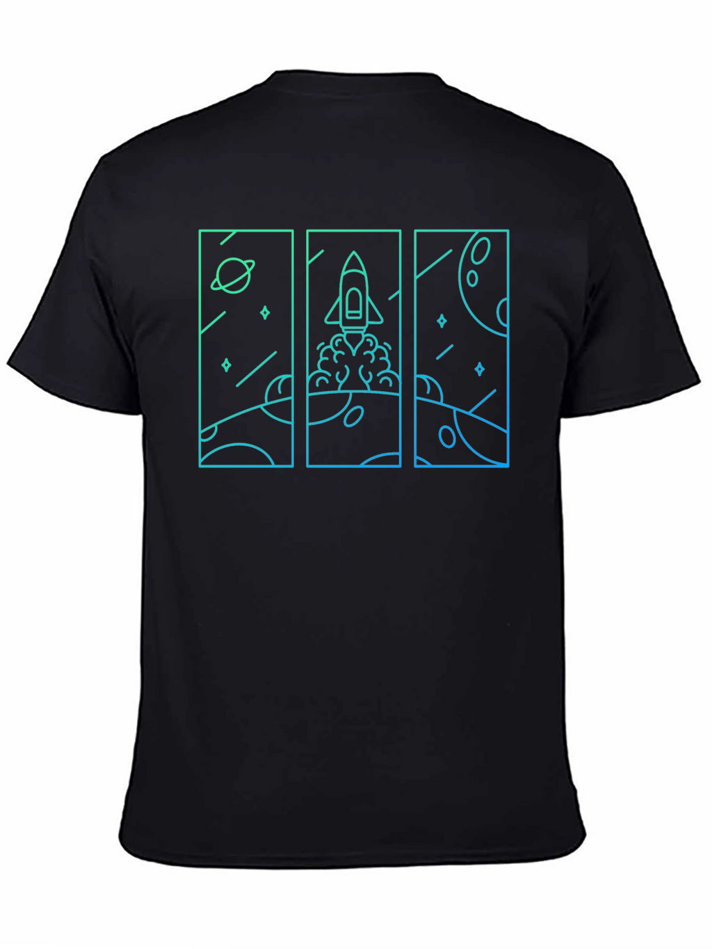 Space Rocket Launch T-Shirt - Black