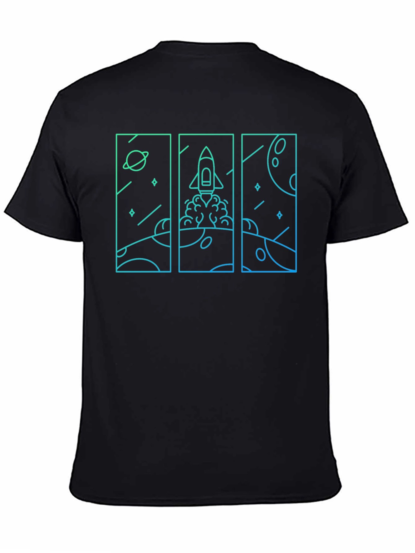 Space Rocket Launch T-Shirt - Black