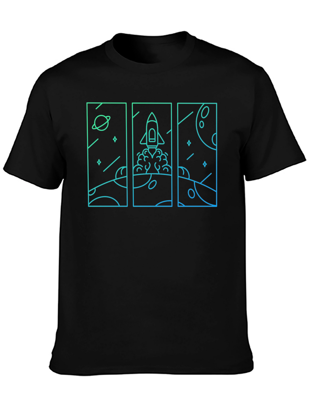 Space Rocket Launch T-Shirt - Black